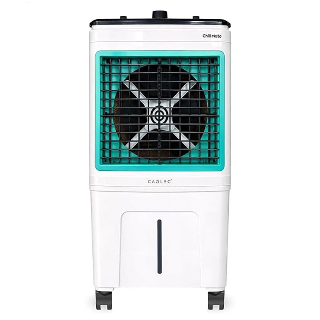 Cadlec ChillMate 50L Personal Air Cooler For Home, High Speed Fan with Powerful Air Throw, Inverter Compatible, Anti-Bacteria Honeycomb Pad with Ice Chamber, 3 Year Warranty | White